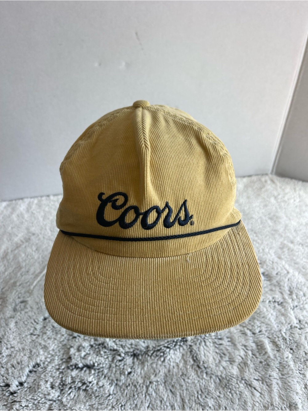 Coors Corduroy Hat Beige Blue Writing / Snapback